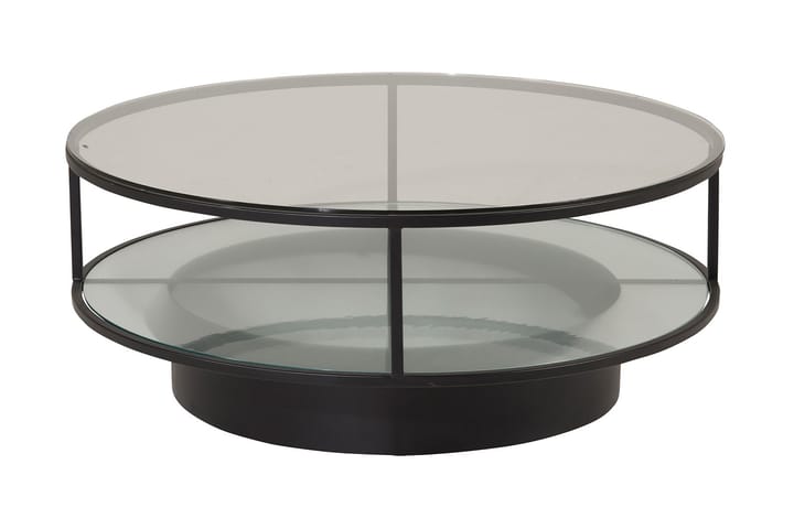Sohvapöytä Falsterbo 100 cm Pyöreä Säilytyksellä Hyllyt - Lasi/Musta - Huonekalut - Pöydät & ruokailuryhmät - Sohvapöytä