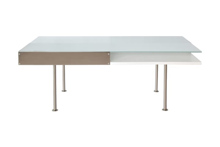 Sohvapöytä Frank 130 cm Säilytyksellä Hyllyt - Lasi/Valkoinen - Huonekalut - Pöydät & ruokailuryhmät - Sohvapöytä