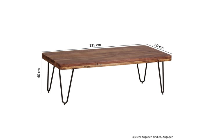 Sohvapöytä Gwaun 115 cm - Massiivi Puu/Musta - Huonekalut - Pöytä & ruokailuryhmä - Sohvapöytä