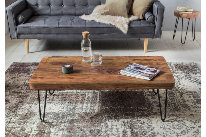 Sohvapöytä Gwaun 115 cm - Massiivi Puu/Musta - Huonekalut - Tuoli & nojatuoli - Ruokapöydän tuoli