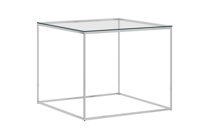 Sohvapöytä hopea 50x50x43 cm ruostumaton teräs ja lasi - Hopea - Huonekalut - Pöytä & ruokailuryhmä - Marmoripöydät