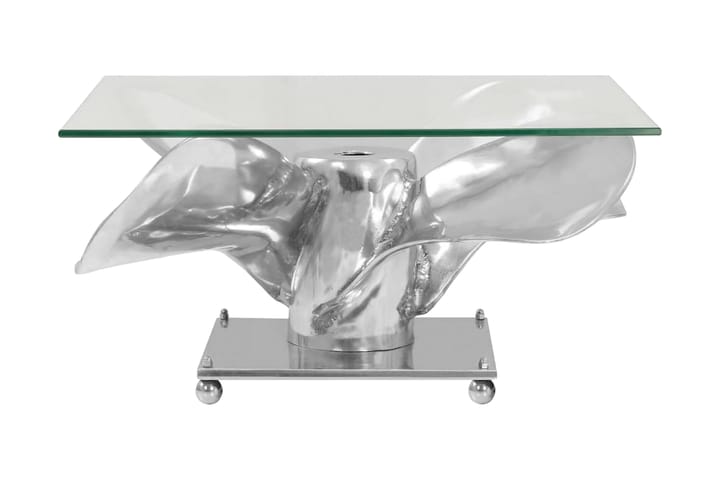 Sohvapöytä hopea 60x60x30 cm alumiini ja karkaistu lasi - Hopea - Huonekalut - Pöydät & ruokailuryhmät - Sohvapöytä