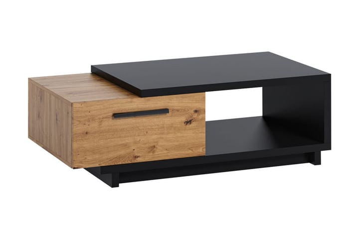 Sohvapöytä Idelle 120 cm Säilytyksellä Laatikko+Hylly - Luonnonväri/Musta - Huonekalut - Pöydät & ruokailuryhmät - Sohvapöytä