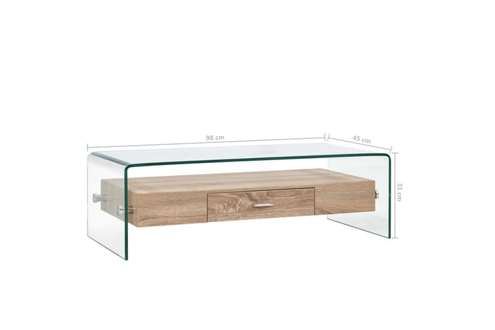 Sohvapöytä kirkas 98x45x31 cm karkaistu lasi - Läpinäkyvä - Huonekalut - Pöytä & ruokailuryhmä - Sohvapöytä