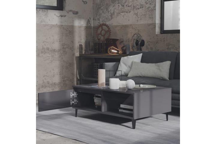 Sohvapöytä korkeakiilto harmaa 90x60x35 cm lastulevy - Harmaa - Huonekalut - Pöytä & ruokailuryhmä - Sohvapöytä