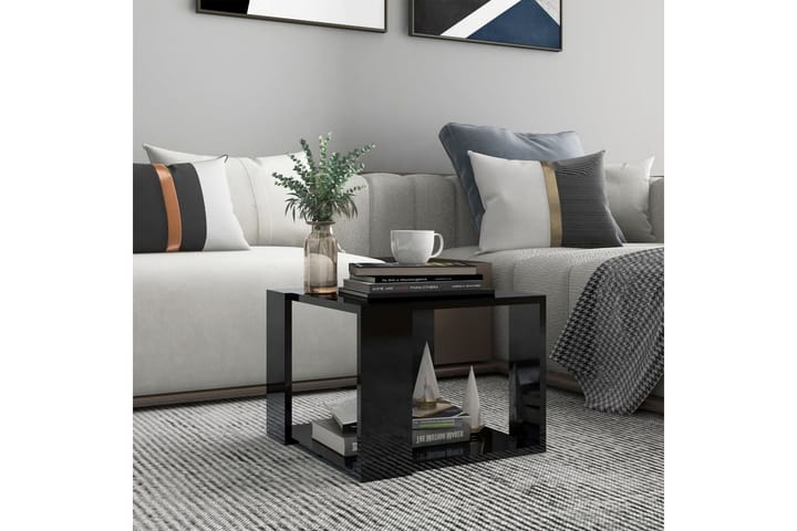 Sohvapöytä korkeakiilto musta 40x40x30 cm lastulevy - Huonekalut - Pöydät & ruokailuryhmät - Sohvapöytä