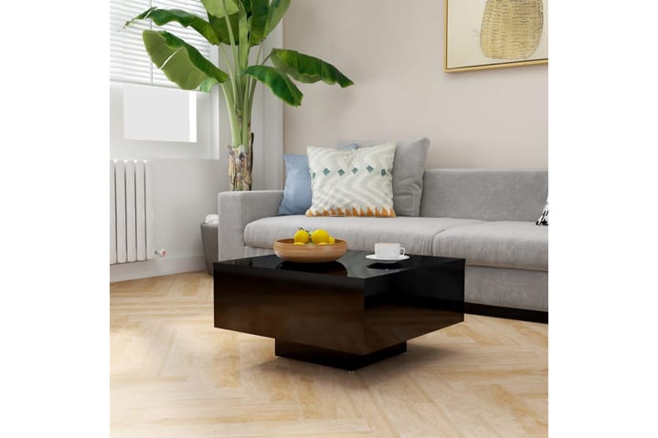 Sohvapöytä korkeakiilto musta 60x60x31,5 cm lastulevy - Huonekalut - Pöytä & ruokailuryhmä - Sohvapöytä
