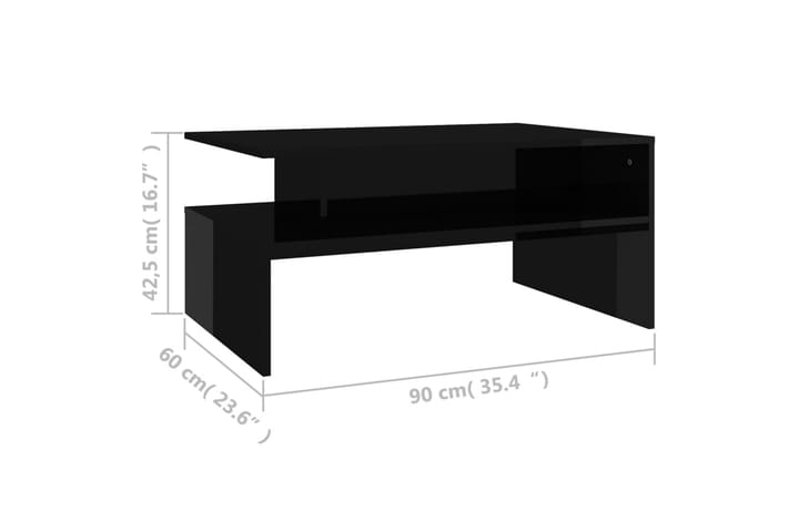 Sohvapöytä korkeakiilto musta 90x60x42,5 cm lastulevy - Huonekalut - Pöytä & ruokailuryhmä - Sohvapöytä