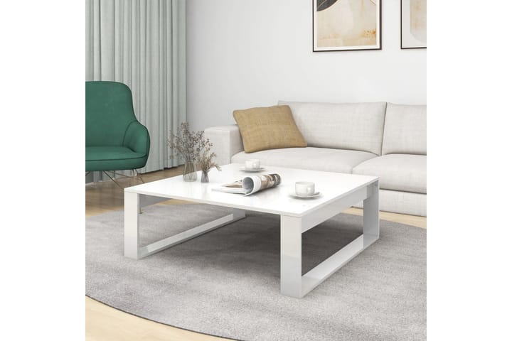 Sohvapöytä korkeakiilto valkoinen 100x100x35 cm lastulevy - Valkoinen - Huonekalut - Pöydät & ruokailuryhmät - Sohvapöytä