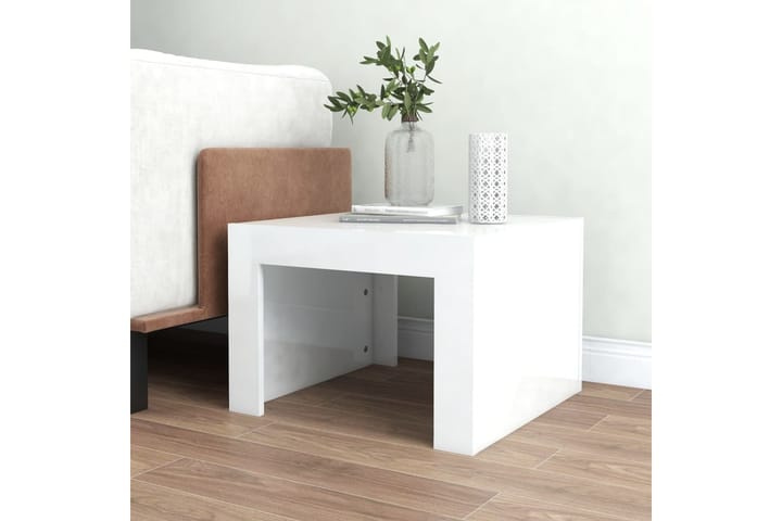 Sohvapöytä korkeakiilto valkoinen 50x50x35 cm lastulevy - Valkoinen - Huonekalut - Pöytä & ruokailuryhmä - Sohvapöytä