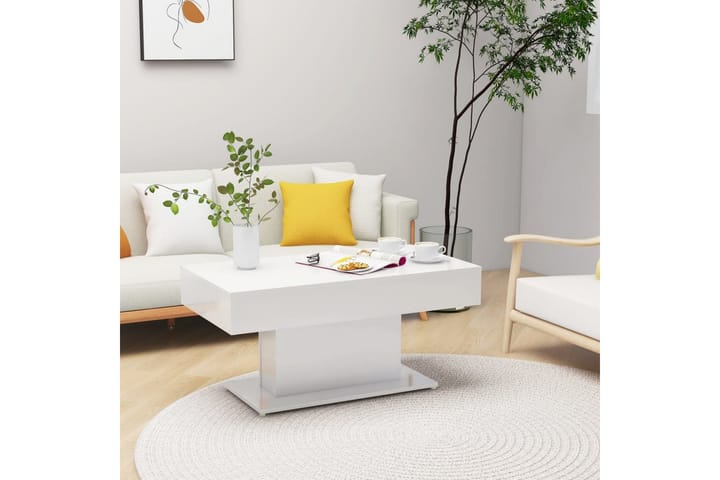 Sohvapöytä korkeakiilto valkoinen 96x50x45 cm lastulevy - Huonekalut - Pöytä & ruokailuryhmä - Sohvapöytä