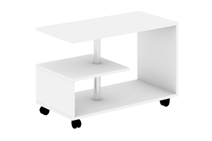 Sohvapöytä Lalenius 80 cm Säilytyksellä Hylly pyörillä - Valkoinen - Huonekalut - Pöydät & ruokailuryhmät - Työpöytä - Kirjoituspöytä