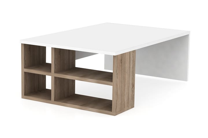Sohvapöytä Lalenius 90 cm Säilytyksellä Hyllyt - Puu/Valkoinen - Huonekalut - Pöydät & ruokailuryhmät - Työpöytä - Kirjoituspöytä