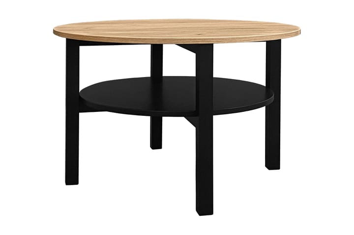 Sohvapöytä Larisa 80 cm Pyöreä Säilytyksellä Hylly - Musta/Ruskea - Huonekalut - Pöytä & ruokailuryhmä - Sohvapöytä
