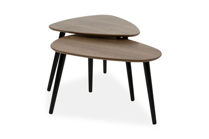 Sohvapöytä Lovitz 62 cm Soikea 2 pöytää - Pähkinä/Musta - Huonekalut - Pöydät & ruokailuryhmät - Sohvapöytä