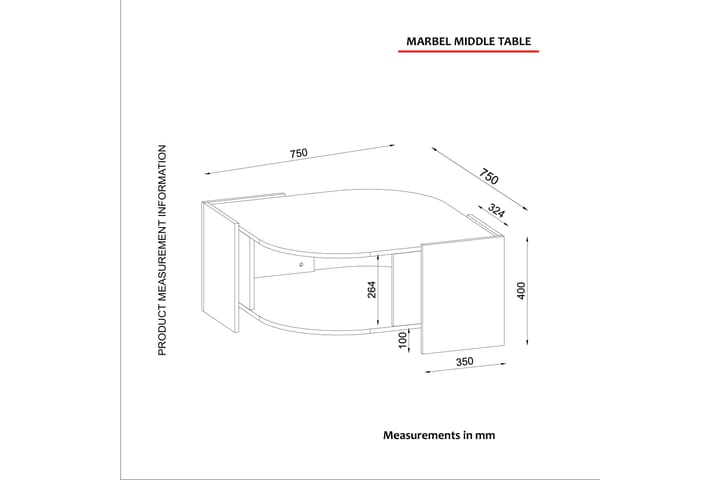 Sohvapöytä Mathon 75 cm - Pähkinänruskea/Harmaa/Musta - Huonekalut - Pöytä & ruokailuryhmä - Sohvapöytä