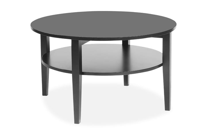Sohvapöytä Mora 80 cm Pyöreä Säilytyksellä Hylly Musta - Tammi/Musta - Huonekalut - Pöytä & ruokailuryhmä - Sohvapöytä