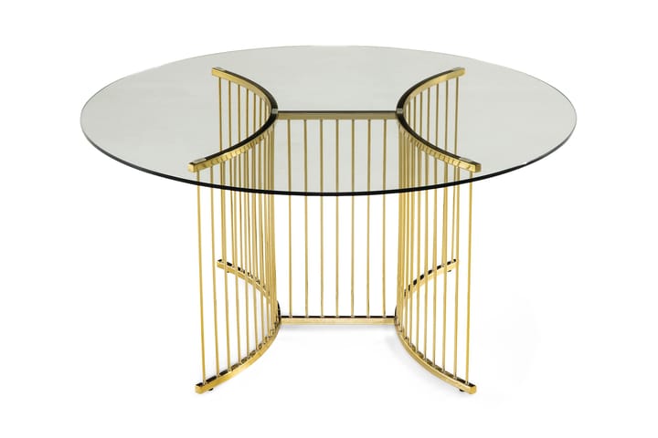 Sohvapöytä Morton 100 cm Pyöreä - Lasi/Valkoinen/Messinki - Huonekalut - Pöydät & ruokailuryhmät - Apupöytä & sivupöytä - Tarjotinpöytä & pikkupöytä