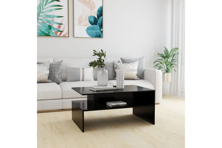 Sohvapöytä musta 90x60x42,5 cm lastulevy - Huonekalut - Pöytä & ruokailuryhmä - Sohvapöytä