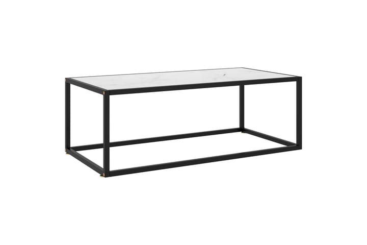 Sohvapöytä musta valkoisella marmorilasilla 100x50x35 cm - Musta - Huonekalut - Pöytä & ruokailuryhmä - Sohvapöytä