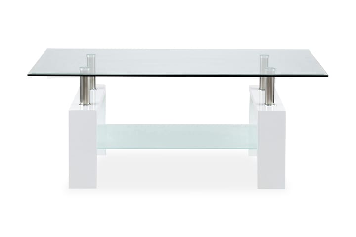 Sohvapöytä Mycelis 110 cm Säilytyksellä Hylly - Lasi/Valkoinen/Kromi - Huonekalut - Pöydät & ruokailuryhmät - Sohvapöytä - Sohvapöytä säilytystilalla