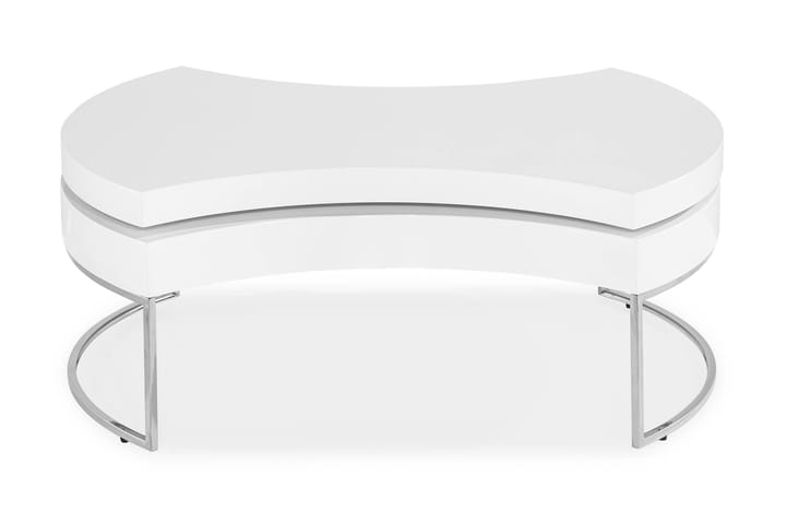 Sohvapöytä Nico 110 cm Soikea - Valkoinen Korkeakiilto/Hopea - Huonekalut - Pöytä & ruokailuryhmä - Sohvapöytä