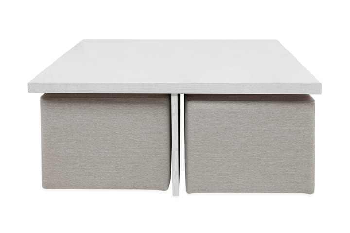 Sohvapöytä Oliver 100 cm 4 jakkaralla - Valkoinen/Beige - Huonekalut - Pöytä & ruokailuryhmä - Sohvapöytä