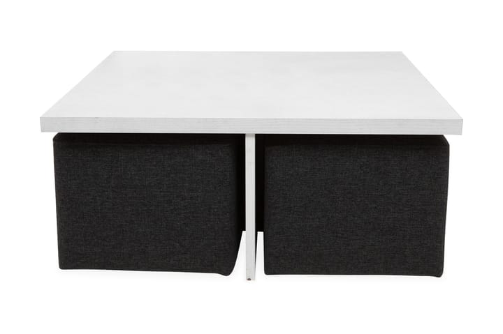 Sohvapöytä Oliver 100 cm 4 jakkaralla - Valkoinen/Musta - Huonekalut - Pöydät & ruokailuryhmät - Sohvapöytä