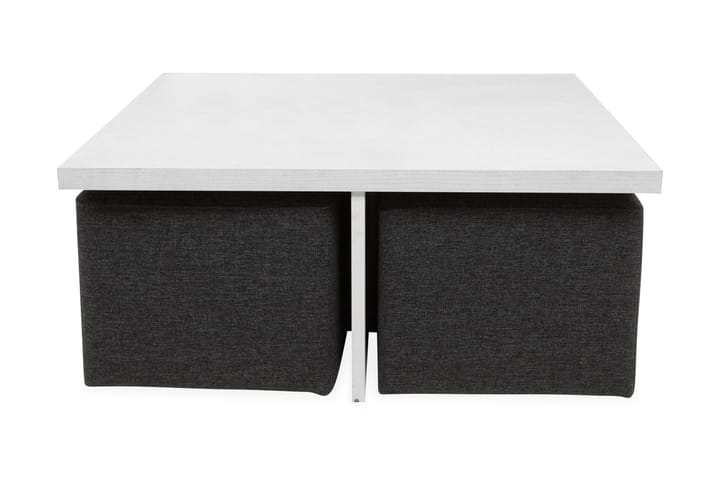 Sohvapöytä Oliver 100 cm 4 jakkaralla - Valkoinen/Tummanharmaa - Huonekalut - Pöydät & ruokailuryhmät - Sohvapöytä