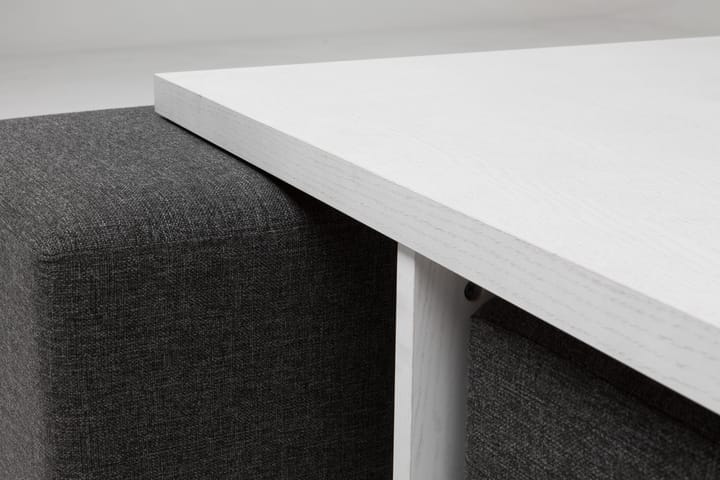 Sohvapöytä Oliver 100 cm 4 jakkaralla - Valkoinen/Tummanharmaa - Huonekalut - Pöydät & ruokailuryhmät - Sohvapöytä