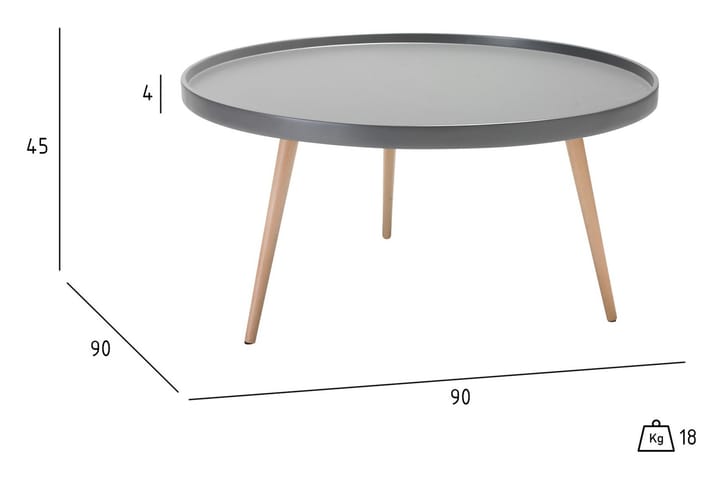 Sohvapöytä Opus 90 cm Pyöreä - Harmaa/Luonnonväri - Huonekalut - Pöytä & ruokailuryhmä - Sohvapöytä
