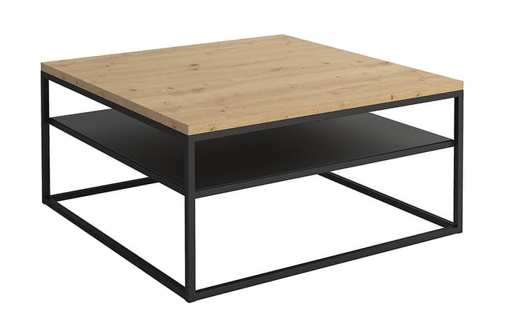 Sohvapöytä Oswestry 85 cm Säilytyksellä Hylly - Tammenväri/Musta - Huonekalut - Pöydät & ruokailuryhmät - Sohvapöytä