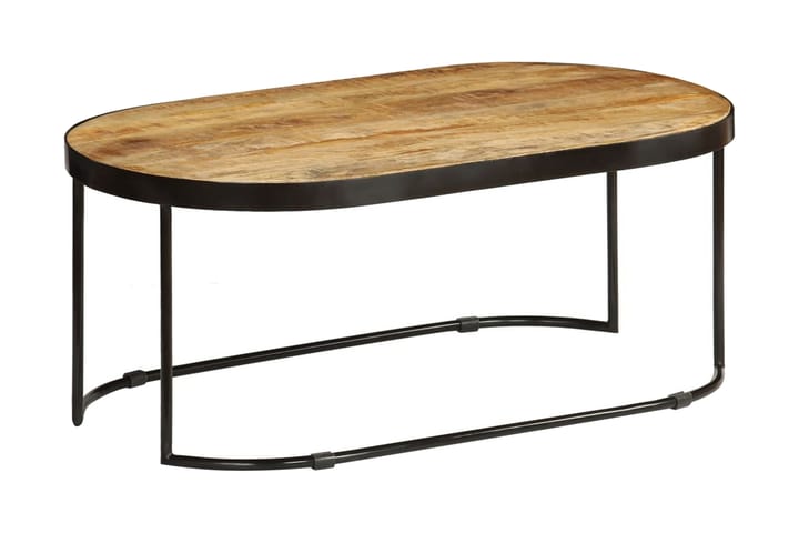 Sohvapöytä ovaali karkea mangopuu ja teräs 100 cm - Ruskea - Huonekalut - Pöydät & ruokailuryhmät - Sohvapöytä