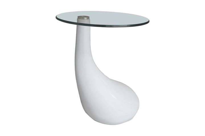 Sohvapöytä pyöreä lasinen pöytälevy Korkeakiilto valkoinen - Valkoinen - Huonekalut - Pöytä & ruokailuryhmä - Sohvapöytä