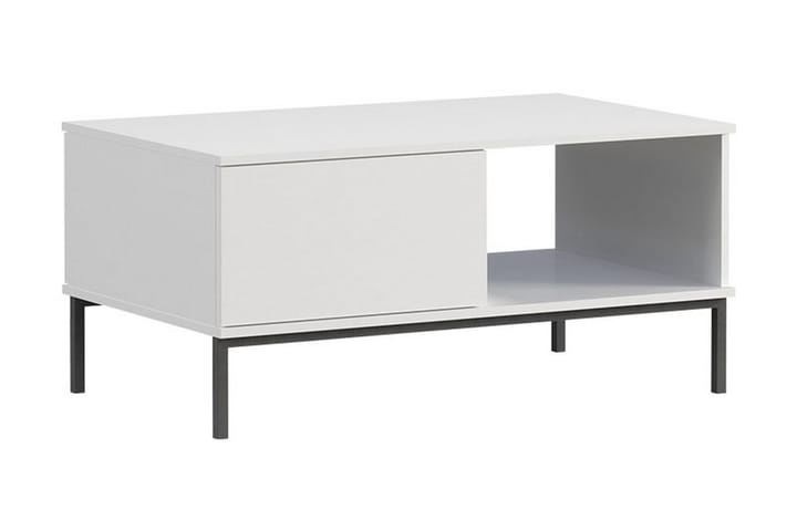 Sohvapöytä Quertas 100 cm Laatikolla ja Hyllyllä - Valkoinen/Musta - Huonekalut - Pöydät & ruokailuryhmät - Sohvapöytä