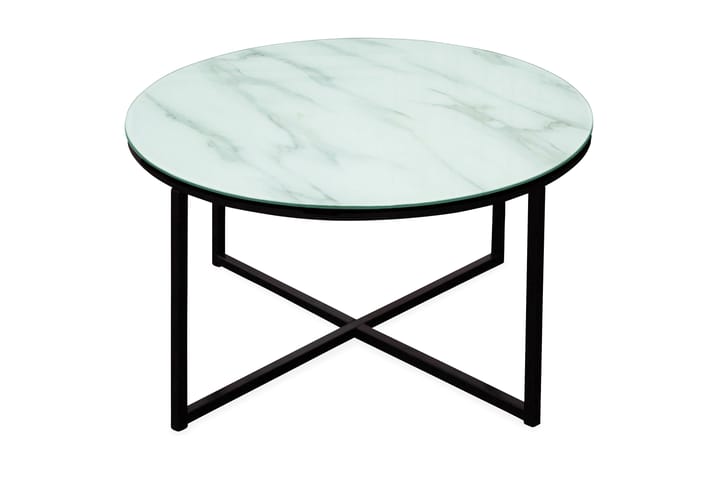 Sohvapöytä Raisa 80 cm Pyöreä Marmorikuvio - Valkoinen/Musta - Huonekalut - Pöydät & ruokailuryhmät - Apupöytä & sivupöytä - Tarjotinpöytä & pikkupöytä