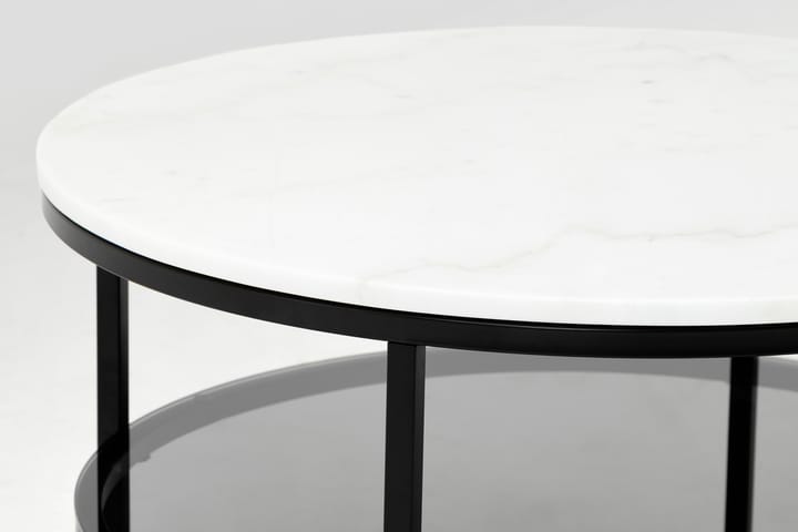 Sohvapöytä Riseine 80 cm Pyöreä Marmori - Valkoinen/Musta - Huonekalut - Pöydät & ruokailuryhmät - Sohvapöytä