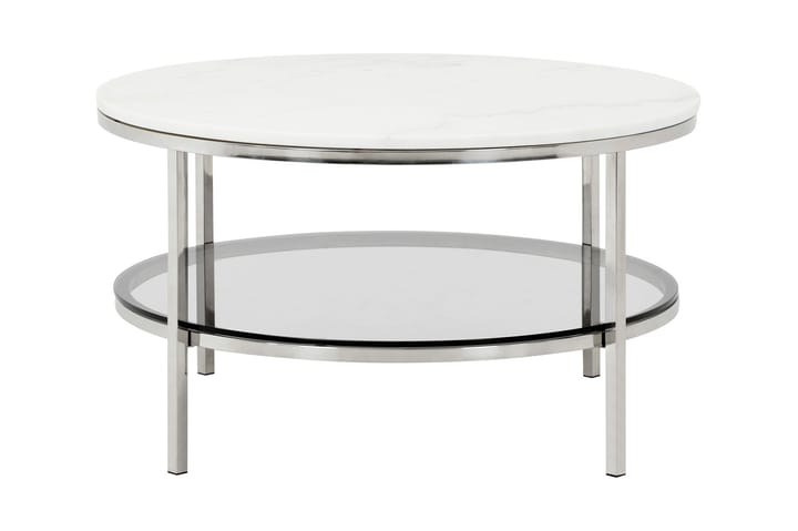 Sohvapöytä Riseine 80 cm Pyöreä Marmori - Valkoinen/Teräs - Huonekalut - Pöytä & ruokailuryhmä - Apupöytä & sivupöytä - Tarjotinpöytä & pikkupöytä