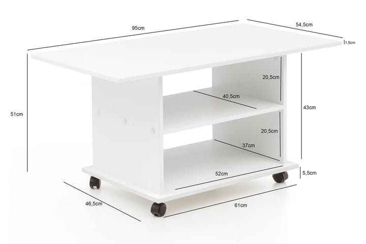 Sohvapöytä Storace 95 cm - Valkoinen - Huonekalut - Pöydät & ruokailuryhmät - Sohvapöytä