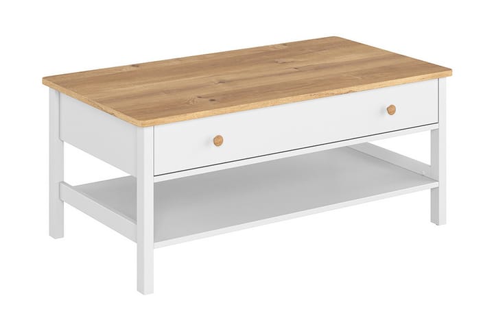 Sohvapöytä Storina 110 cm Säilytyksellä Laatikko+Hylly - Beige/Valkoinen - Huonekalut - Pöytä & ruokailuryhmä - Sohvapöytä