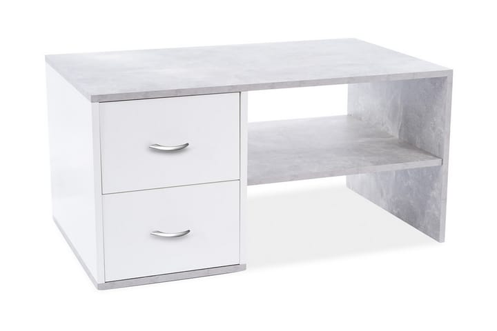 Sohvapöytä Stovall 100 cm Säilytyksellä 2 laatikkoa+Hylly - Betoninharmaa/Valkoinen - Huonekalut - Pöydät & ruokailuryhmät - Sohvapöytä