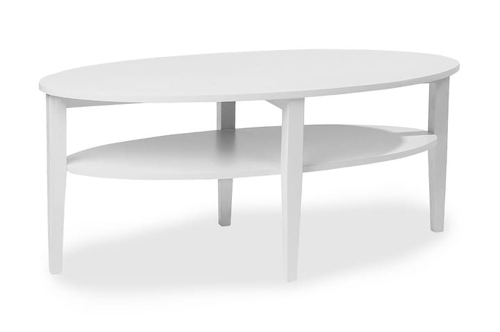 Sohvapöytä Svedjan 120 cm Soikea Säilytyksellä Hylly Vit - Valkoinen - Huonekalut - Pöydät & ruokailuryhmät - Sohvapöytä