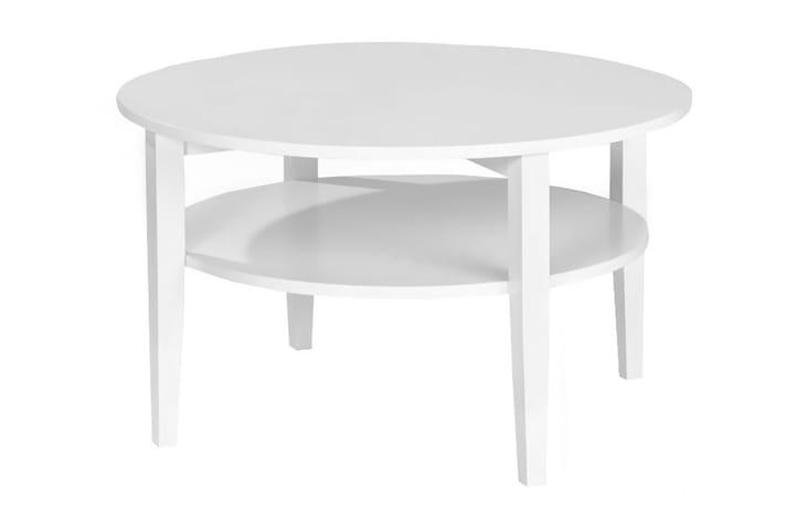 Sohvapöytä Svedjan 80 cm Pyöreä Säilytyksellä Hylly Vit - Valkoinen - Huonekalut - Pöydät & ruokailuryhmät - Sohvapöytä