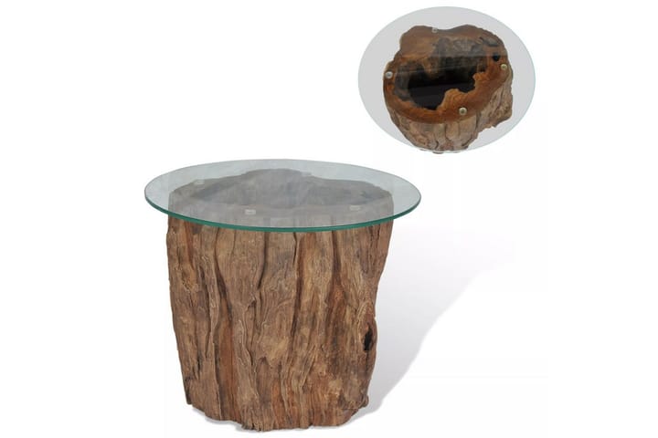 Sohvapöytä tiikki lasi 50x40 cm - Ruskea - Huonekalut - Pöytä & ruokailuryhmä - Sohvapöytä
