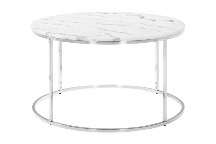 Sohvapöytä Titania 80 cm Pyöreä Marmori - Valkoinen/Teräs - Huonekalut - Pöytä & ruokailuryhmä - Apupöytä & sivupöytä - Tarjotinpöytä & pikkupöytä
