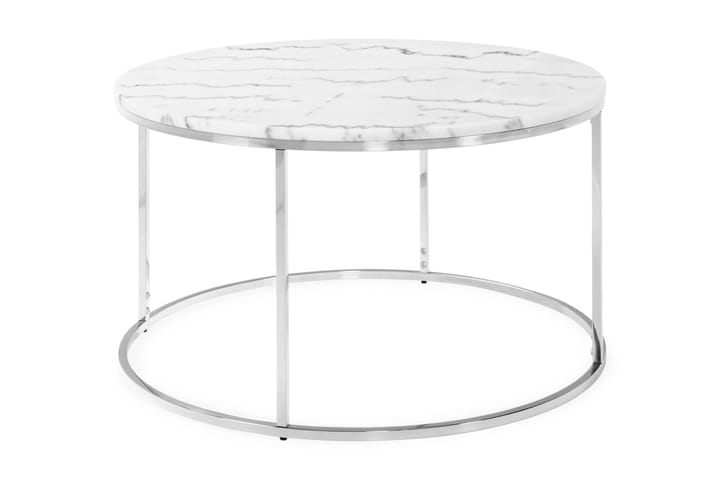 Sohvapöytä Titania 80 cm Pyöreä Marmori - Valkoinen/Teräs - Huonekalut - Pöytä & ruokailuryhmä - Sohvapöytä
