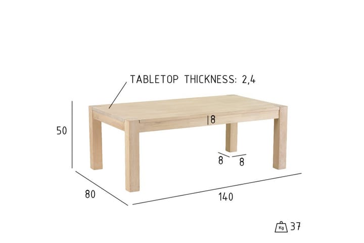 Sohvapöytä Tulia 140 cm - Tammi - Huonekalut - Pöytä & ruokailuryhmä - Sohvapöytä