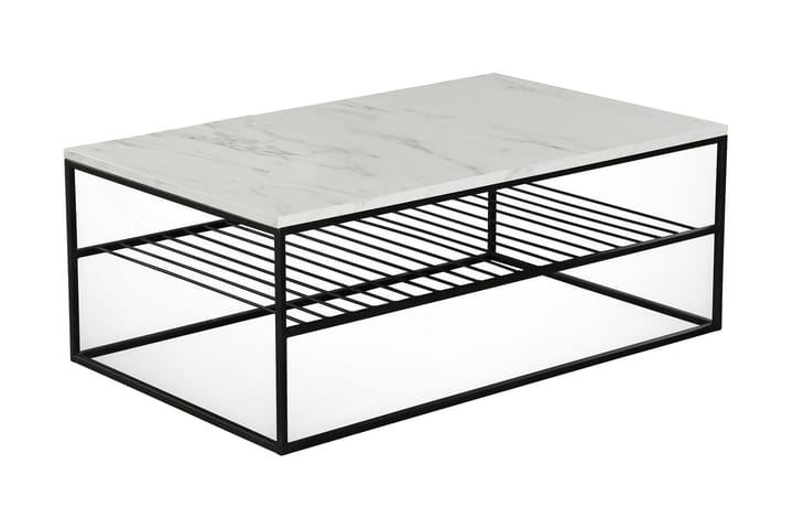 Sohvapöytä Ubbeboda 95 cm Ritilähyllyllä - Valkoinen/Musta Marmorikuvio - Huonekalut - Pöytä & ruokailuryhmä - Sohvapöytä