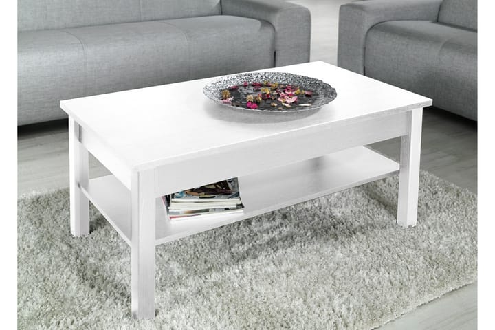 Sohvapöytä Unias 110 cm säilytyksellä Hylly - Matta Valkoinen - Huonekalut - Pöytä & ruokailuryhmä - Sohvapöytä