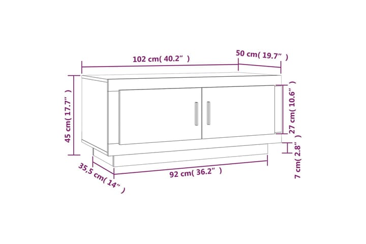 Sohvapöytä valkoinen 102x50x45 cm tekninen puu - Valkoinen - Huonekalut - Pöytä & ruokailuryhmä - Sohvapöytä